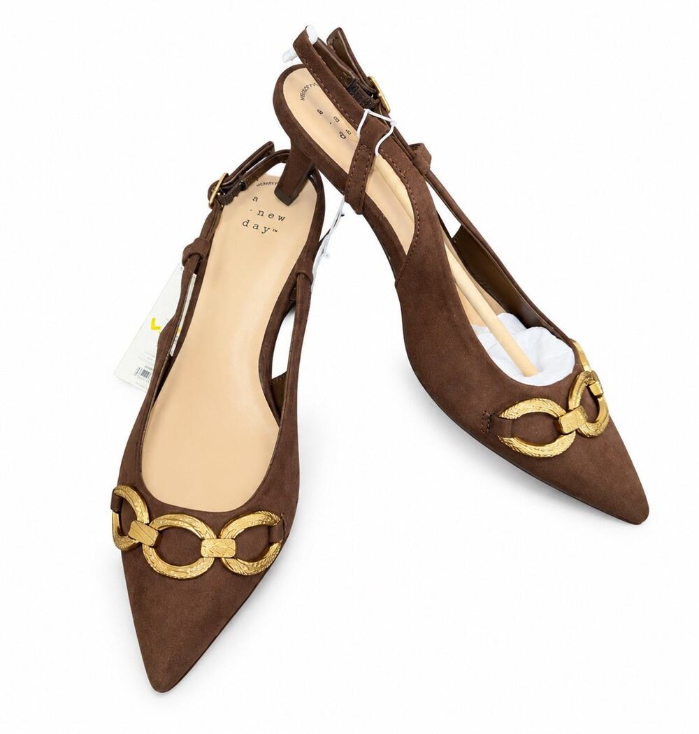 A New Day Women’s Size 7.5 Brown Tabitha Slingback Pointed Toe Heels NWT